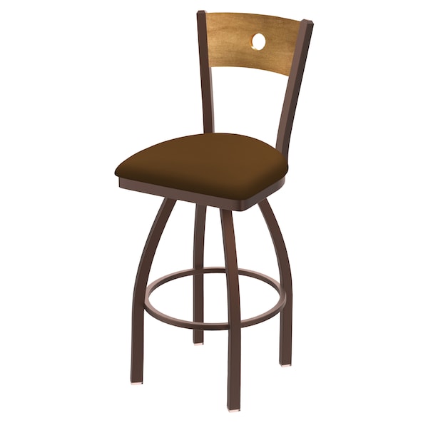 25" Swivel Counter Stool, Bronze Finish, Med Back, Canter Thatch Seat